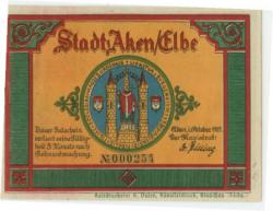 Aken - Stadt - Oktober 1921 - 50 Pfennig 