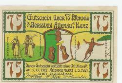 Altenau - Stadt - 1.5.1921 - 1.11.1921 - 75 Pfennig