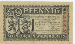 Altenkirchen und Waldbröl - Kreise - 1920 - 50 Pfennig