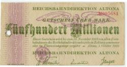 Altona - Reichsbahndirektion - 1.10.1923 - 30.11.1923 - 500 Millionen Mark