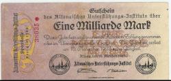 Altona - Altonaisches Unterstützungs-Institut - 10.10.1923 - 1 Milliarde Mark