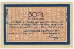Altona - Landesbürgerrat - 15.2.1922 - 1.3.1922 - 50 Pfennig