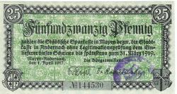 Andernach und Mayen - Städte - 1.4.1917 - 25 Pfennig