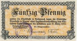 Andernach und Mayen - Städte - 1.4.1917 - 50 Pfennig