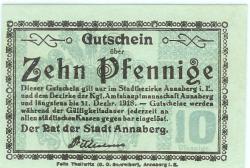 Annaberg - Stadt - - 31.12.1918 - 10 Pfennig