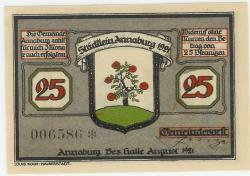 Annaburg - Gemeinde - August 1921 - 25 Pfennig