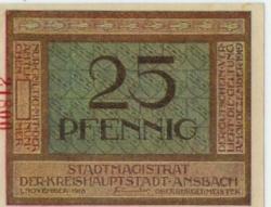 Ansbach - Stadt - 1.11.1918 - 31.12.1919 - 25 Pfennig 