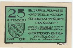 Ansbach - Stadt - 12.8.1921 - 25 Pfennig 