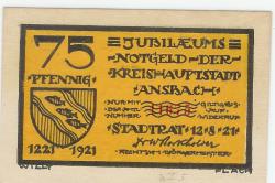 Ansbach - Stadt - 12.8.1921 - 75 Pfennig 