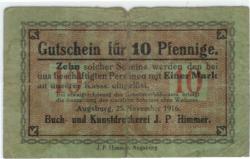 Augsburg - Himmer, J. P., Buch- und Kunstdruckerei - 25.11.1916 - 10 Pfennig
