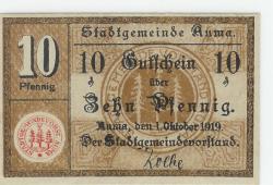 Auma - Stadt - 1.10.1919 - 10 Pfennig