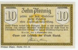 Aurich - Spar- und Leihkasse - 1.9.1918 - 10 Pfennig 