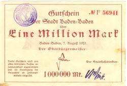 Baden-Baden - Stadt - 7.8.1923 - 1 Million Mark