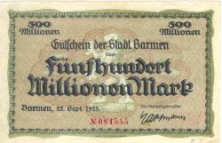 Barmen (heute: Wuppertal) - Stadt - 25.9.1923 - 500 Millionen Mark