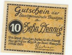 Bautzen - Stadt - 1.5.1920 - 10 Pfennig