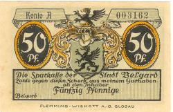 Belgard (heute PL-Bialogard) - Sparkasse der Stadt - -- - 50 Pfennig