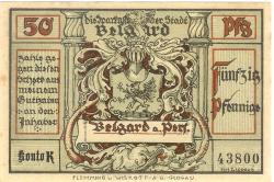 Belgard (heute PL-Bialogard) - Sparkasse der Stadt - -- - 50 Pfennig
