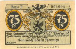 Belgard (heute PL-Bialogard) - Sparkasse der Stadt - -- - 75 Pfennig