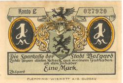 Belgard (heute PL-Bialogard) - Sparkasse der Stadt - -- - 1 Mark