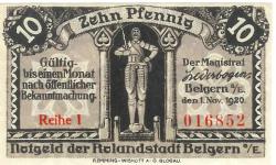 Belgern - Stadt - 1.11.1920 - 10 Pfennig
