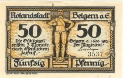 Belgern - Stadt - 1.11.1921 - 50 Pfennig