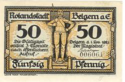 Belgern - Stadt - 1.11.1921 - 50 Pfennig