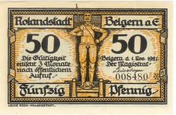 Belgern - Stadt - 1.11.1921 - 50 Pfennig