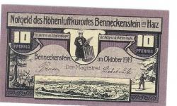 Benneckenstein (heute: Oberharz) - Stadt - Oktober 1919 - 10 Pfennig