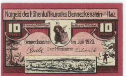 Benneckenstein (heute: Oberharz) - Stadt - Juli 1920 - 10 Pfennig