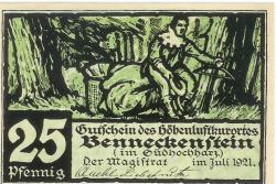 Benneckenstein (heute: Oberharz) - Stadt - Juli 1921 - 25 Pfennig