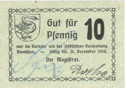 Bentschen (heute: PL-Zbaszyn) - Stadt - - 31.12.1918 - 10 Pfennig