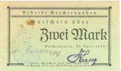 Berchtesgaden - Distrikt - 29.4.1919 - 1.8.1919 - 2 Mark
