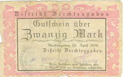 Berchtesgaden - Distrikt - 29.4.1919 - 1.8.1919 - 20 Mark