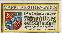 Berchtesgaden - Markt - 13.8.1920 - 20 Pfennig