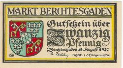 Berchtesgaden - Markt - 13.8.1920 - 20 Pfennig