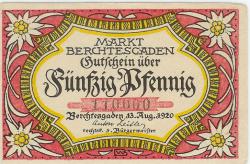 Berchtesgaden - Markt - 13.8.1920 - 50 Pfennig