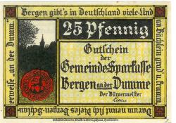 Bergen - Gemeinde(-Sparkasse) - - 31.12.1922 - 25 Pfennig
