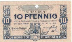 Bergisch Gladbach - Stadt - 1.7.1917 - 31.12.1919 - 10 Pfennig