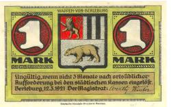 Berleburg - Stadt - 12.3.1921 - 1 Mark