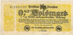 Berlin - Freistaat Preußen, Finanzministerium - 3.11.1923 - 0.42 Goldmark