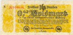 Berlin - Freistaat Preußen, Finanzministerium - 3.11.1923 - 0.42 Goldmark
