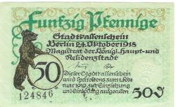 Berlin - Stadt - 24.10.1918 - 1.2.1919 - 50 Pfennig