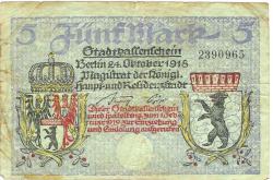 Berlin - Stadt - 24.10.1918 - 1.2.1919 - 5 Mark 