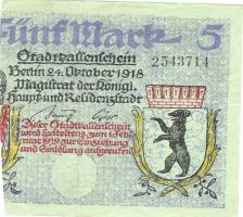 Berlin - Stadt - 24.10.1918 - 1.2.1919 - 5 Mark