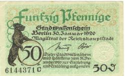 Berlin - Stadt - 30.1.1920 - 31.12.1920 - 50 Pfennig