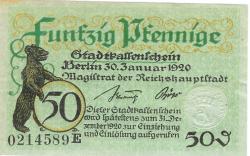 Berlin - Stadt - 30.1.1920 - 31.12.1920 - 50 Pfennig