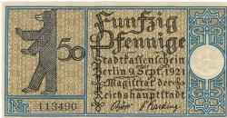 Berlin - Stadt - 9.9.1921 - 50 Pfennig