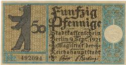 Berlin - Stadt - 9.9.1921 - 50 Pfennig