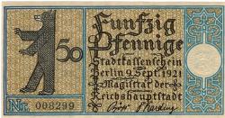 Berlin - Stadt - 9.9.1921 - 50 Pfennig