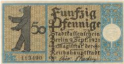 Berlin - Stadt - 9.9.1921 - 50 Pfennig 